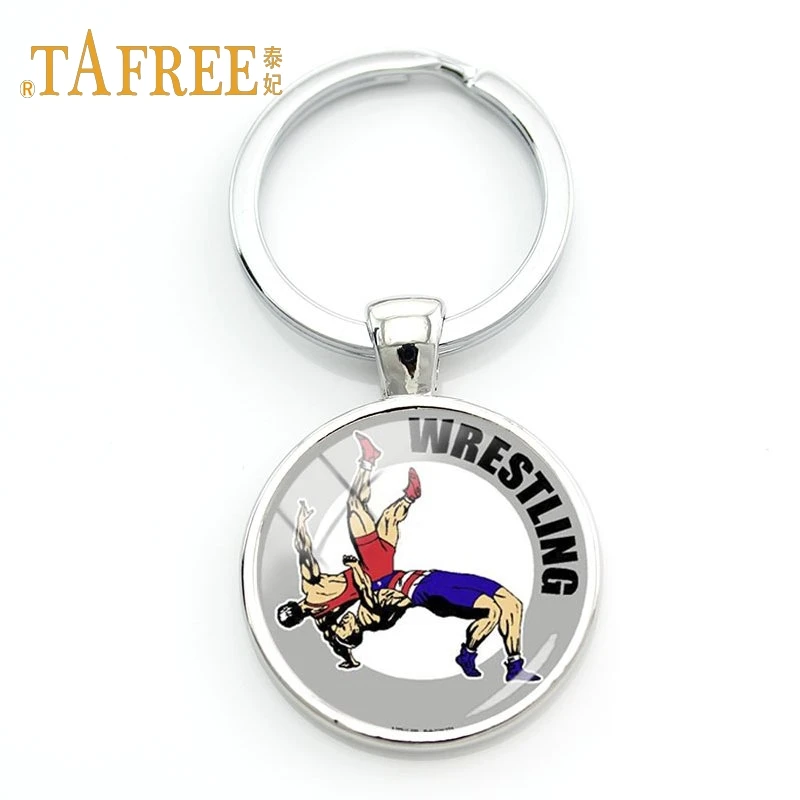 WR54 TAFREE, винтажный стиль, стеклянная круглая подвеска, брелок для ключей, простой художественный Рисунок, борьба, брелок для женщин, автомобильный держатель, ювелирное изделие, WR65 - Цвет: WR54