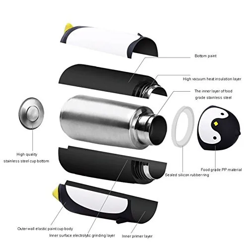 Милый пингвин изолированные бутылки из нержавеющей стали кремния борана