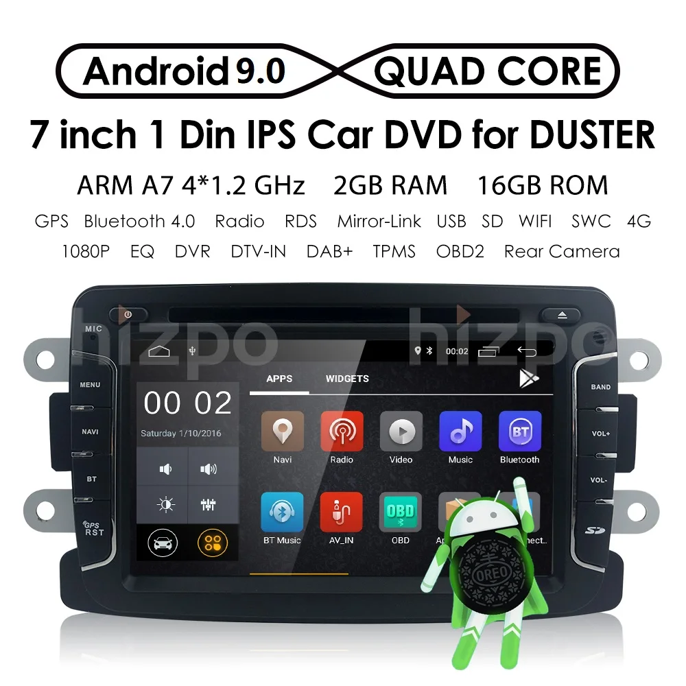 Android9.0 1DIN автомобильный DVD для RENAULT DUSTER LOGAN Лада XRAY символ DACIA Каптур DOKKER DVD GPS для автомобиля мультимедиа RDS DVR SWC DAB DTV