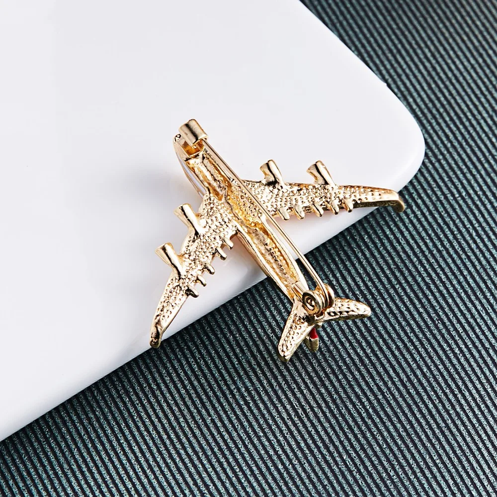 RINHOO 2021 Fashion 3D Little Airplane Brooch Enamel Gold-color Metal Brooches Pin Aircraft Model Jewelry Suit Clothes Clips | Украшения и