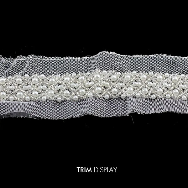 Бисерные жемчужины кружевная ткань лента белая отделка плетеная искусственная