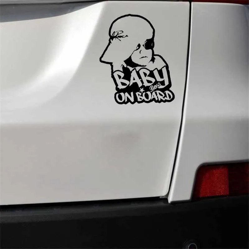 YJZT 12.9CM*15CM Hip Hop BABY BOSS ON BOARD Sticker Decal Car Vinyl Sign Window Cute Black/Silver C10-00621 | Автомобили и