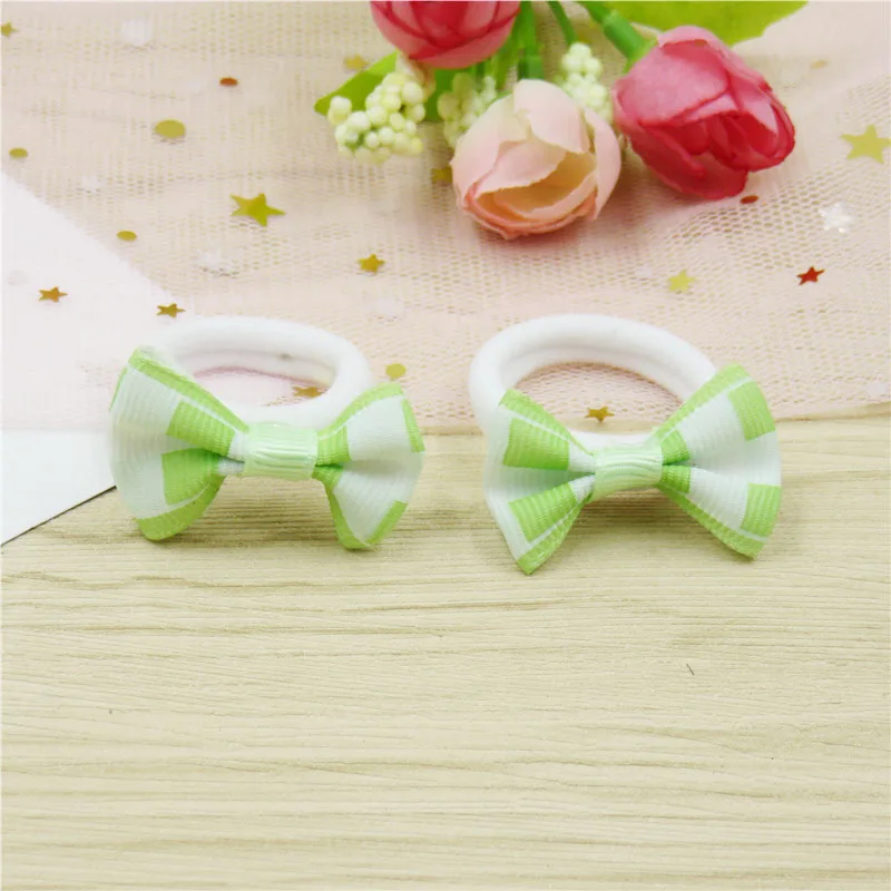 Light Green 2 шт./лот, новинка, в горошек, с бантом, эластичные резинки для волос, игрушки для девочек, ручная работа, детская веревка, повязка на голову, резинки для волос, аксессуары для детей - Цвет: Light Green