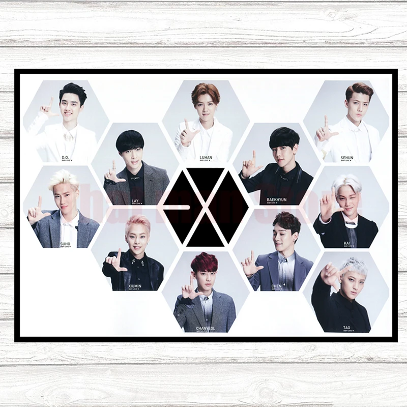EXO LOTTO плакаты K-Pop Dance-Pop настенные наклейки белая мелованная бумага декоративные картины