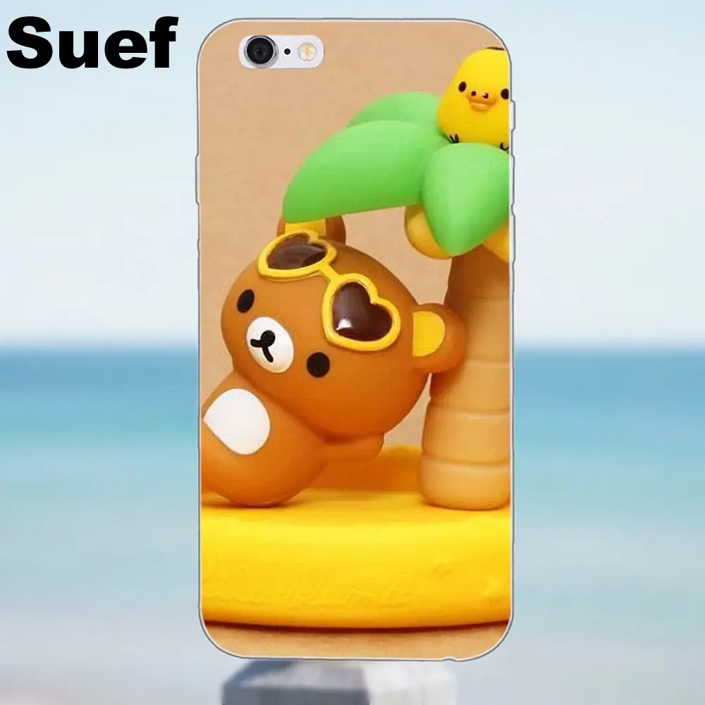 Новые милые мягкие чехлы с медведем Rilakkuma для iPhone X 4 4S 5 5S 5C SE 6 6S 7 8 Plus Samsung Galaxy A3 A5 J1 J3