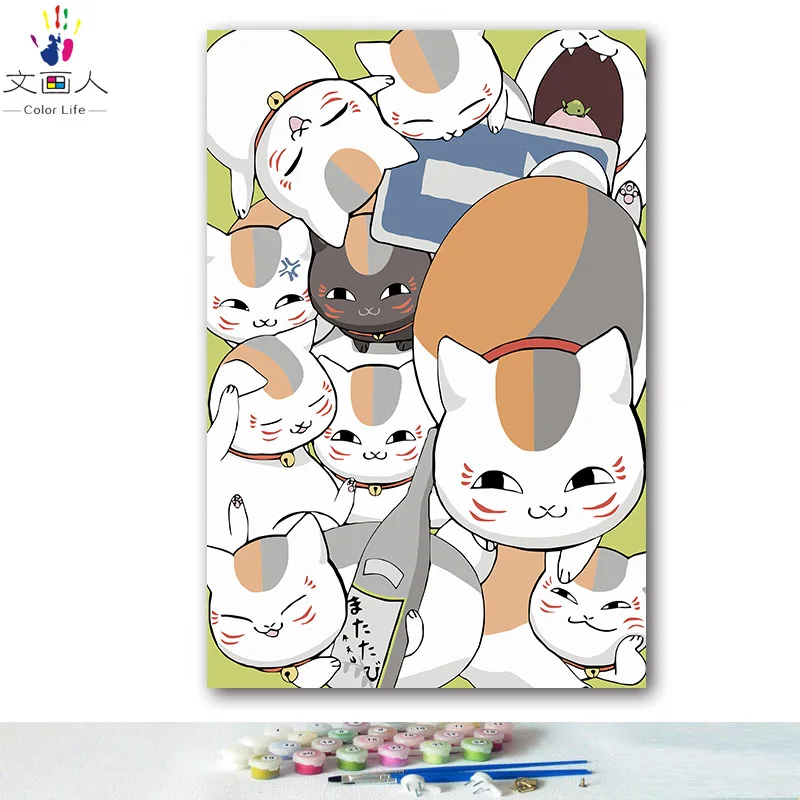DIY картинки для раскраски по номерам с цветами Natsume friend account Аниме Картина для рисования по номерам в рамке для дома - Цвет: 8162
