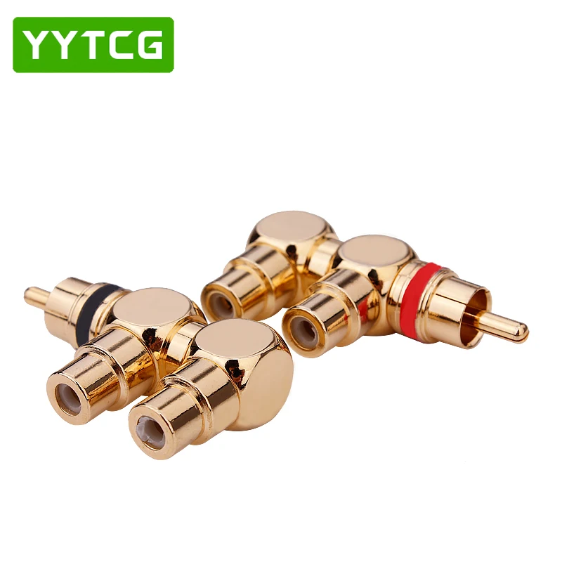 YYTCG 2 шт. 1 шт. красный+ 1 шт. назад позолоченный RCA разъем 1 штекер 2 RCA розетка AV аудио-видео разветвитель Кабель-адаптер jack Разъем