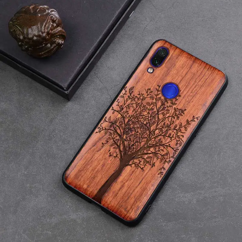 2 Резной деревянный ящик для Xiaomi redmi note 7 Xiaomi redmi note 7 pro противоударный чехол TPU бампер чехол redmi note 7 Чехол деревянный корпус - Цвет: 2