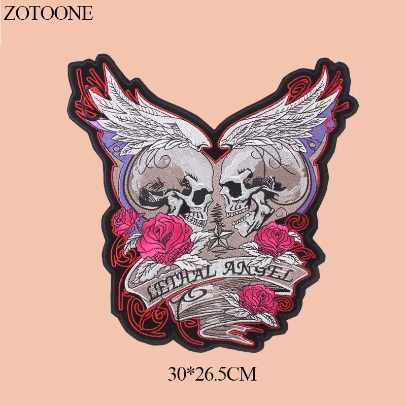 ZOTOONE большая роза череп нашивки для одежды куртка Сделай Сам джинсы термоклейкие