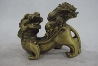 fast shipping usps to usa s0930 chinese fengshui brass copper mother son pixiu beast bring wealth cabbage statue