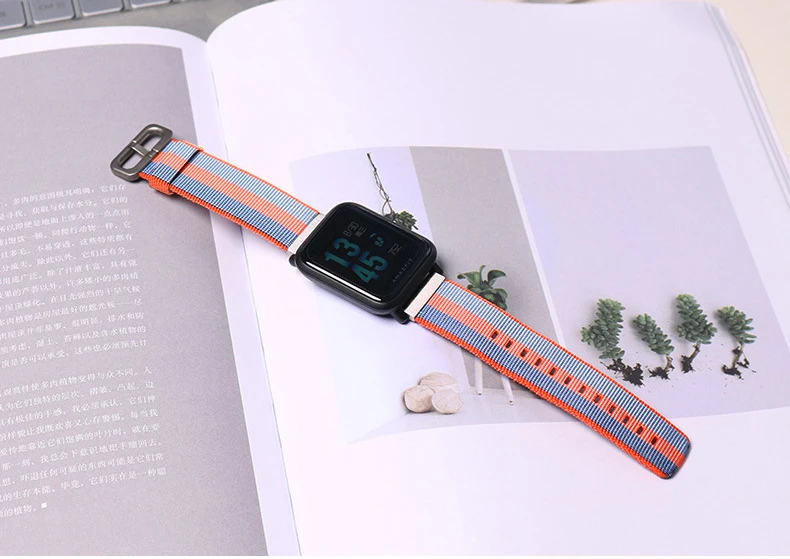 Нейлон из нержавеющей стали Холст Ремешок Для Xiaomi huami Amazfit Bip BIT Lite Молодежные часы Смарт Браслет для samsung S4 браслет ремешок
