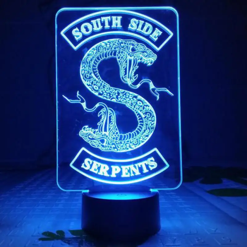 Значки ривердейл Змеиный Логотип Ночной светильник светодиодный Southside Serpents вывеска для декора вещей ривердейл аксессуары подарок настольная лампа для спальни