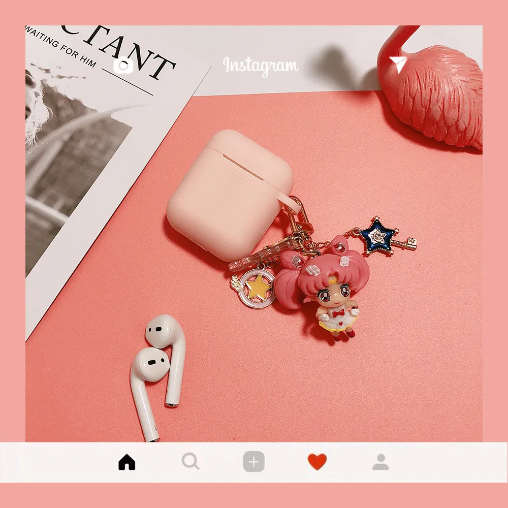 Милый мультфильм Сейлор Мун кукла брелок беспроводной Bluetooth наушники чехол для защитный чехол для airpods брелоки