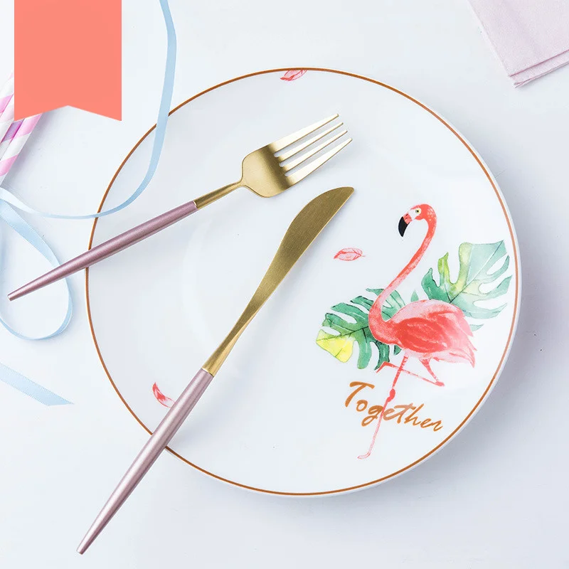 Тарелки с фламинго 8 дюймов милые Мультяшные тарелки для девочек милым рисунком