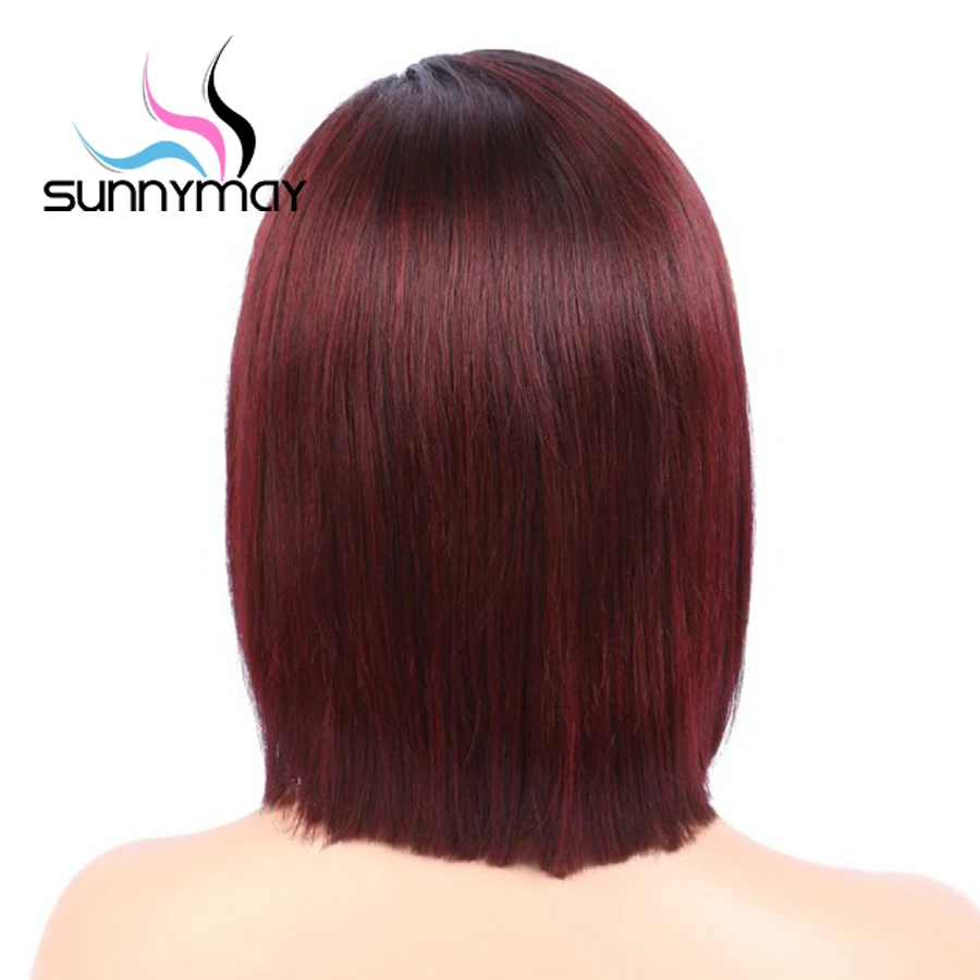 Sunnymay 150% Бургундия Омбре человеческие волосы парики предварительно выщипанные
