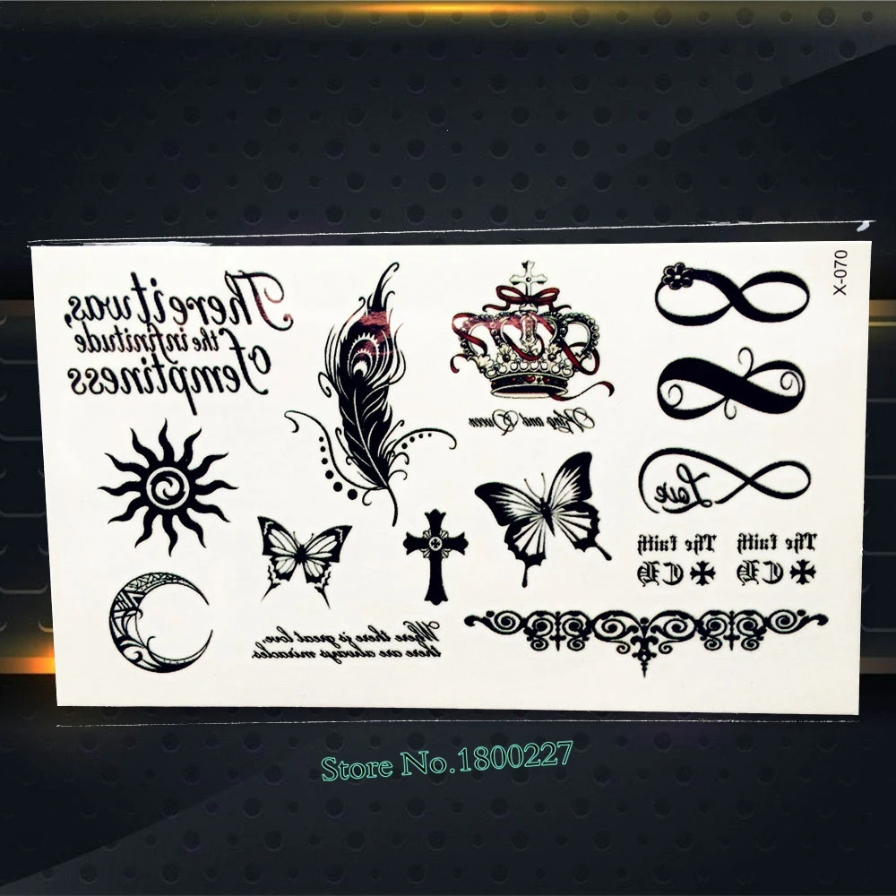 Восьмиугольные дизайнерские временные моментальные черные татуировки тотемные