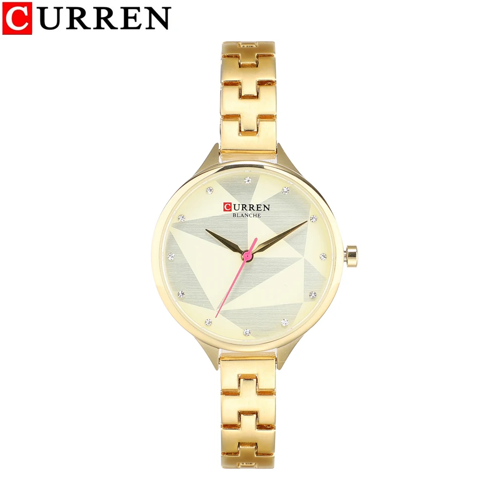 

Top Brand Curren Women Watch Luxury Gold Stainless Steel Band Crystal dial Fashion Ladies Quartz Watches Female montre femme