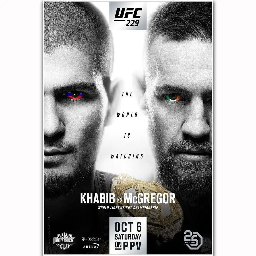FX1440 Хабиб нурмагомедов против Конора Макгрегора Горячая UFC 229 борьба события плакат Искусство Шелковый светильник холст домашний декор с печатью - Цвет: Белый