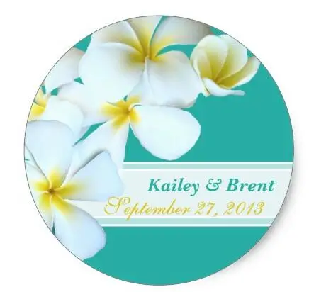 Круглая Свадебная наклейка 1 5 дюйма с изображением голубой лагуны плюмерии|sticker