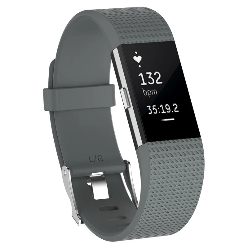 Gray Спортивные силиконовые петля для браслета FitBit Charge 2 ремешок для женщин мужчин Смарт часы браслет с металлической застежкой классические полосы для Charge2 - Цвет ремешка: Gray