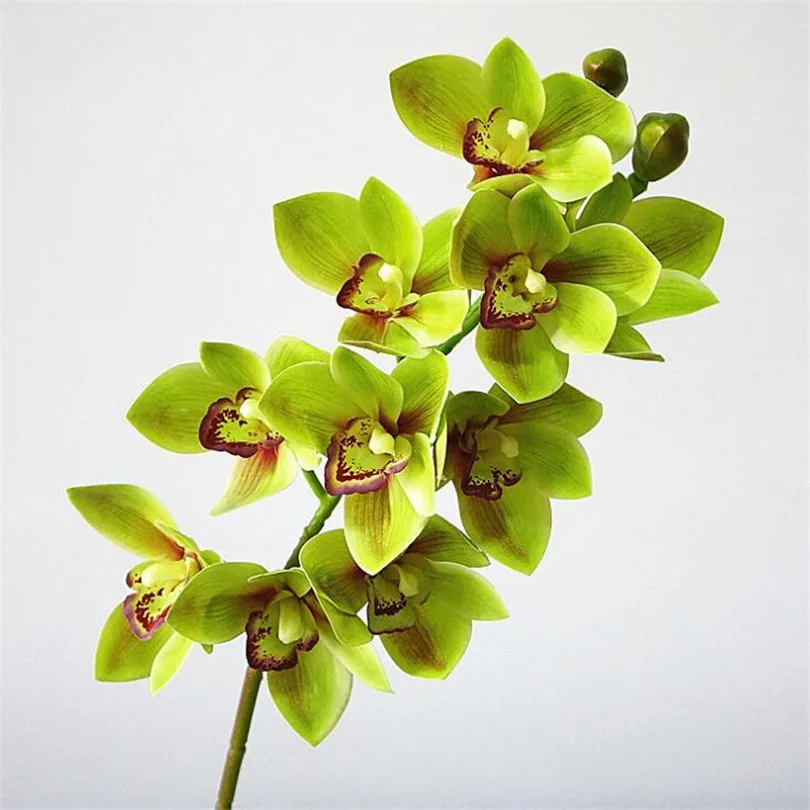 4p PU орхидеи 3D эффект печати Cymbidium искусственный настоящий сенсорный Орхидея 6 цветов для свадьбы центральные украшения дома цветы