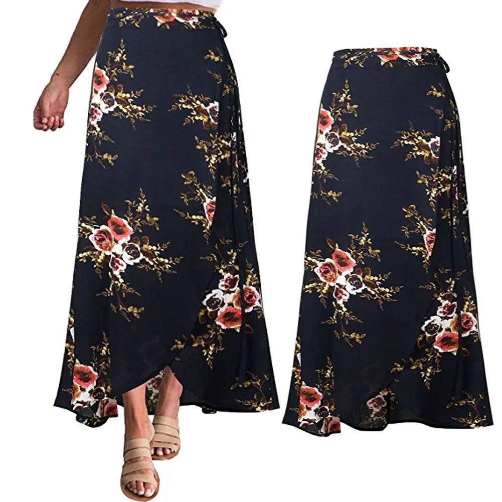 Женская шифоновая юбка с высокой талией и цветочным принтом | одежда