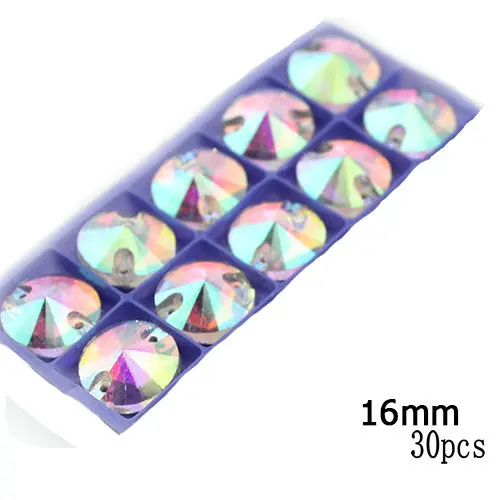 16mm clear AB 30pcs Стразы большого размера 16 мм/22 мм Пришивные кристаллы AB особой формы свадебное платье аксессуары для одежды, стразы - Цвет: 16mm clear AB 30pcs