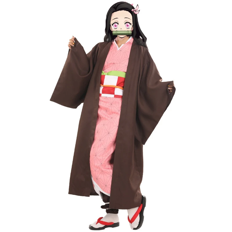 Demon Slayer: Kimetsu no Yaiba Kamado Nezuko косплей костюм для женщин Хэллоуин карнавальный костюм|