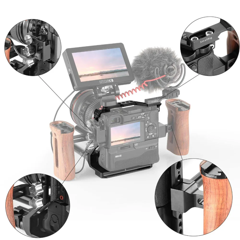 SmallRig A6400 клетка DSLR камера клетка для sony A6000/A6300/A6400/A6500 С Meike MK-A6300/A6500 батарейный блок 2268
