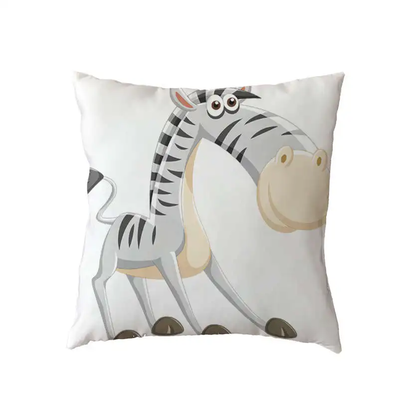 Cartoon Style Black And White Animal Pattern Cushion Set Cute Zebra 45X45Cm Home Sofa Decoration Car Pillowcase | Дом и сад