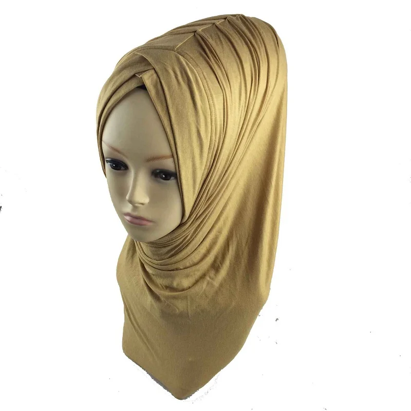 C28 ginger yellow Новая мода, женские футболки хиджабы со складками, AL-AMIRAH, плиссированные мусульманские тюрбаны, женские хлопковые мягкие хиджабы - Цвет: C28 ginger yellow