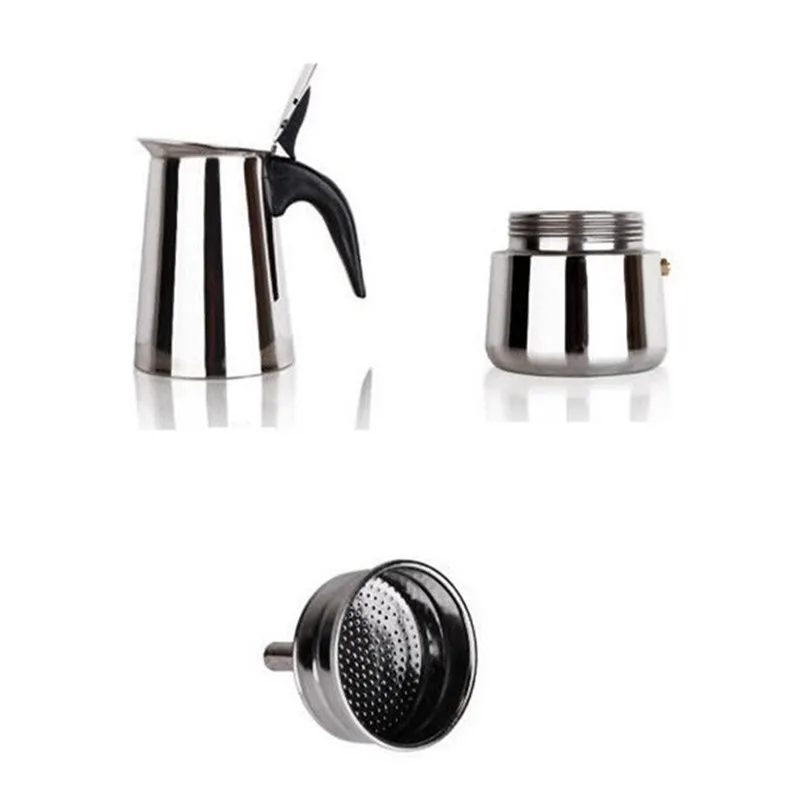 4 чашки из нержавеющей стали moka Экспресс плите эспрессо Кофе горшок латте 9 унций