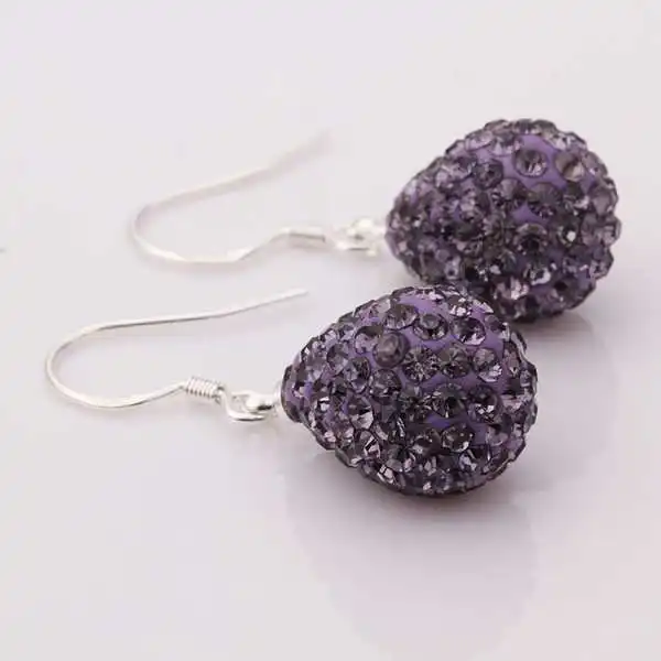 New Arrival!Wholesale 925 Silver Earring Double Disco Ball Bead Crystal Shamballa Fasion jewelry SBE097|earings|earrings amberearring dangle |