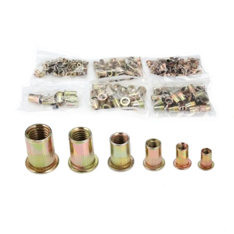 300 шт. M3/M4/M5/M6 M8/M10/M12 углеродистая сталь плоская головка заклепки гайки вставные