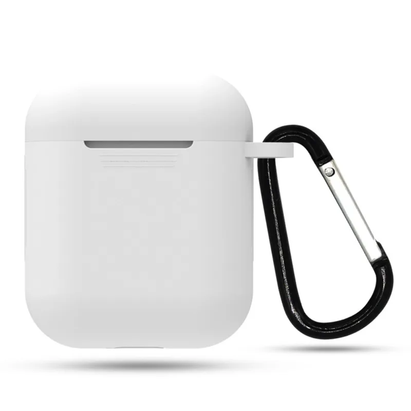 White Беспроводной чехол для наушников с Bluetooth для Airpods, bluetooth-гарнитура, силиконовый чехол, водонепроницаемый чехол с ремешком и застежкой - Цвет: White