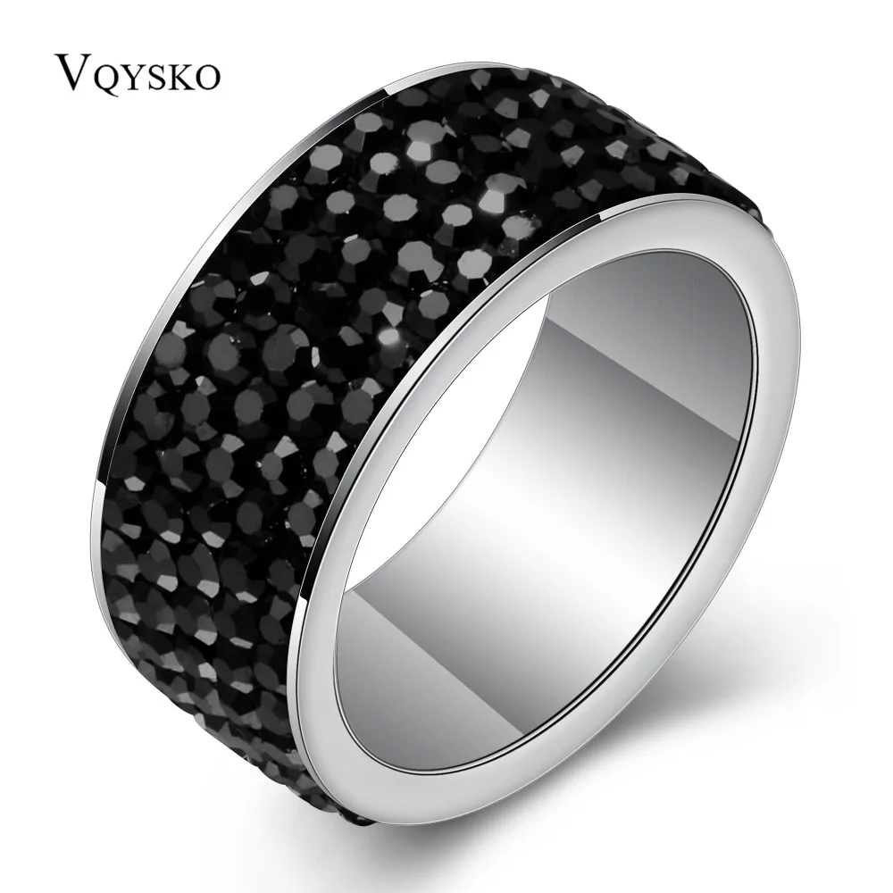 Wholesale jewelry gift Free Shipping rings for women Black Crystal Delicate Stainless Steel Lady Ring | Украшения и аксессуары