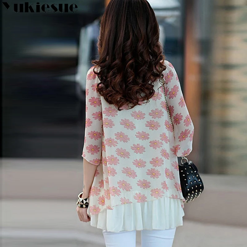 Блузка женская шифоновая в горошек с длинным рукавом размеры до 5xl|Блузки| |