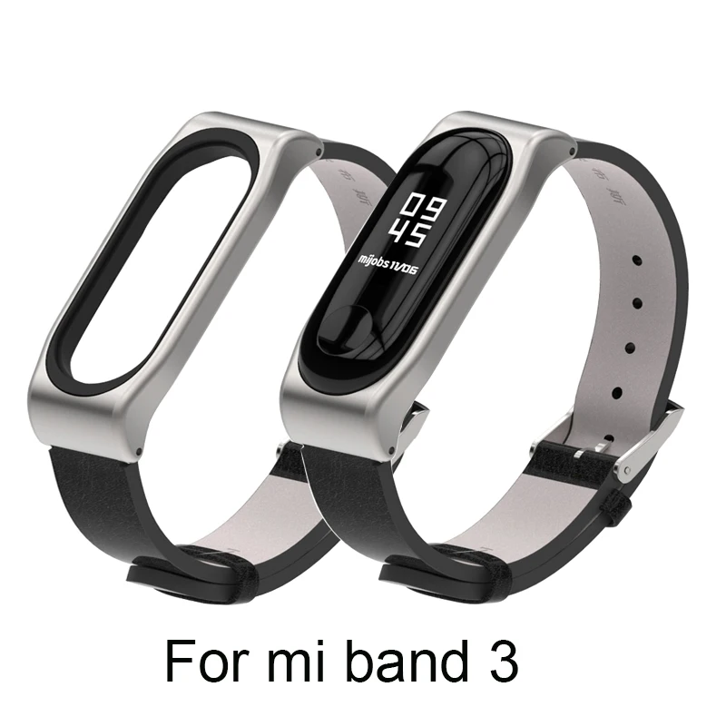 Mijobs Leather Strap For Xiaomi Mi Band 3 Wrist Straps Screwless Bracelet miband3 Smart Replace Accessories | Электроника
