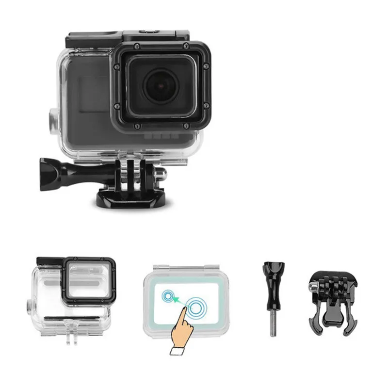 Waterproof Case 60 м/197ft Водонепроницаемый чехол с сенсорным экраном для подводного дайвинга Защитная крышка корпус крепление для GoPro Hero 7 черный 6 5 Аксессуары - Цвет: Waterproof Case