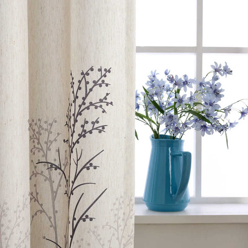 Роскошные льняные занавески из искусственной ткани с принтом дерева для спальни