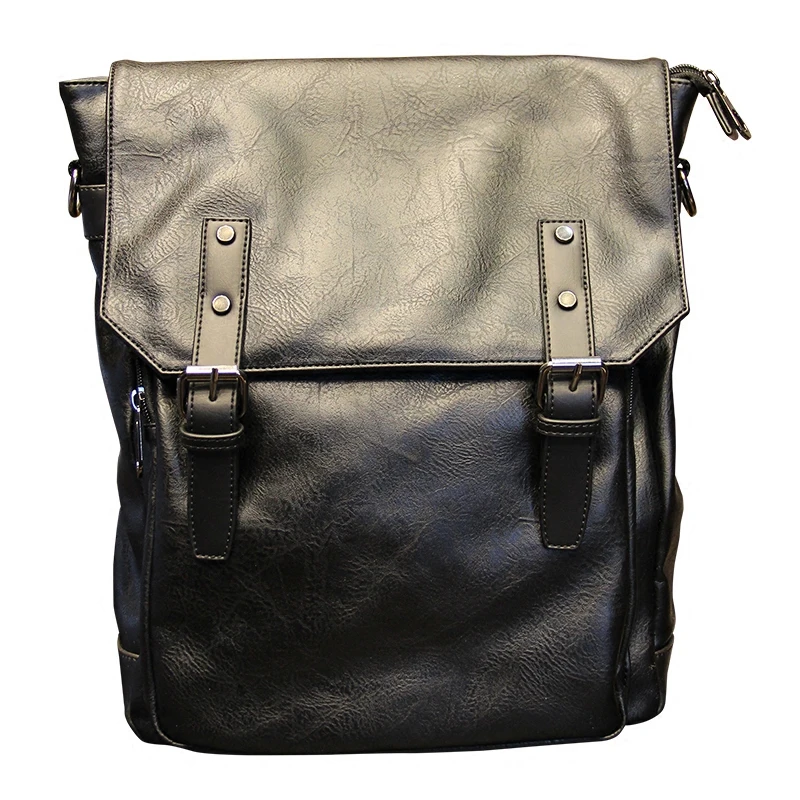 Модный классический крутой черный мужской рюкзак из искусственной кожи акция