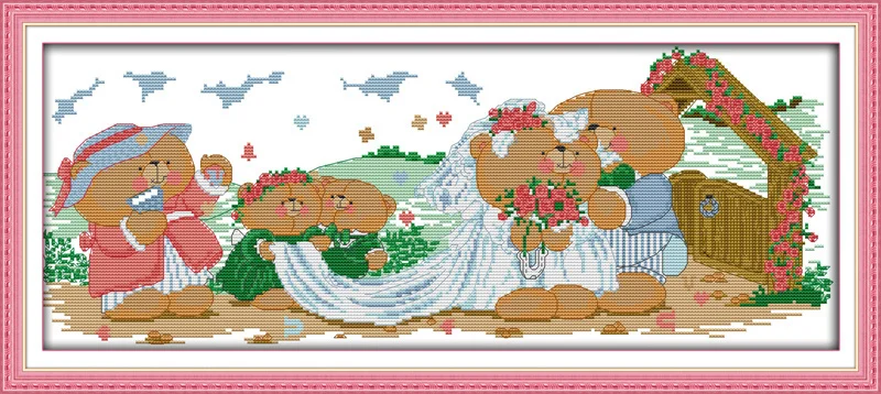 Набор для вышивки крестиком в китайском стиле с принтом медведя эндроза сердца DMC