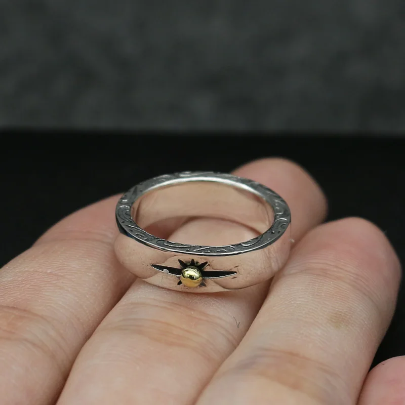 Винтажное кольцо в индийском стиле с золотым солнцезащитным ремешком для мужчин