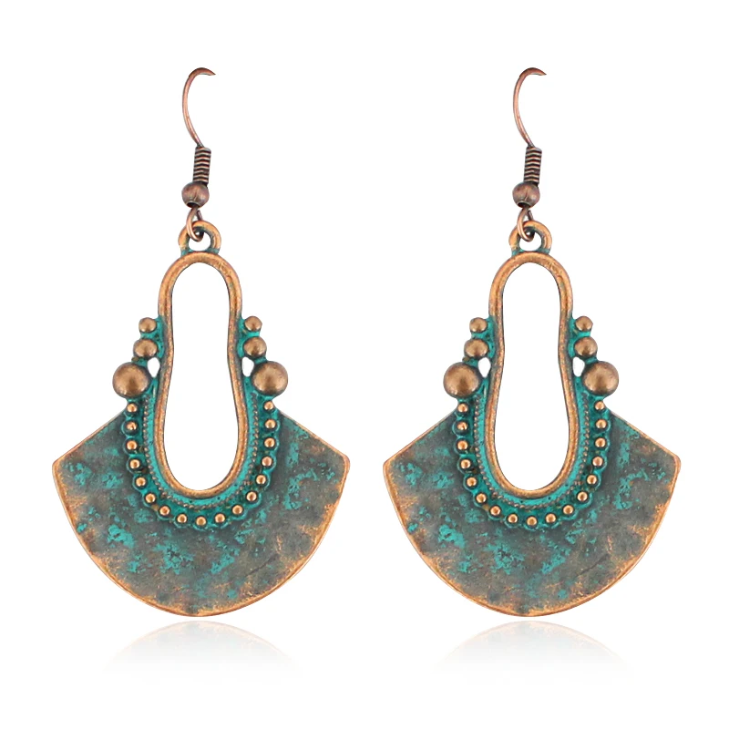 Полые антикварные круглые серьги ретро бронзовые Этнические богемные