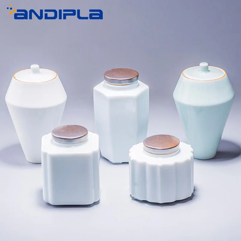 Цзиндэчжэнь Селадон чайные Банки белый фарфор чай Caddy конфеты кофе бутылки для