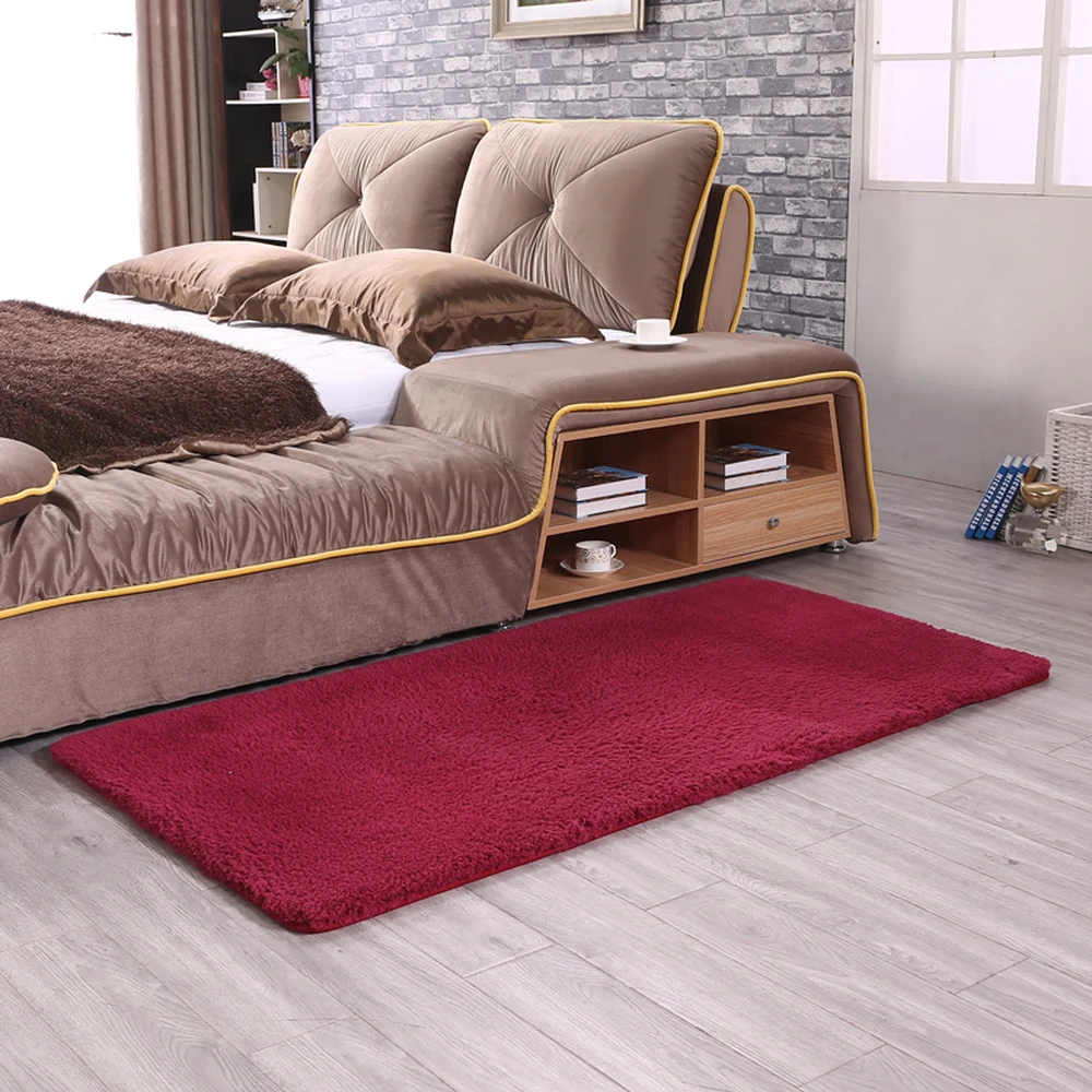 

Hot sales! Cashmere Pure Color Carpet Living Room Bedroom Floor Mat Bedside Blanket Pad High Density Thicken Anti-slip Rugs