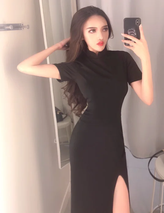 Mr. nut порт ветер ретро тонкий китайский cheongsam Длинное Элегантное повседневное с