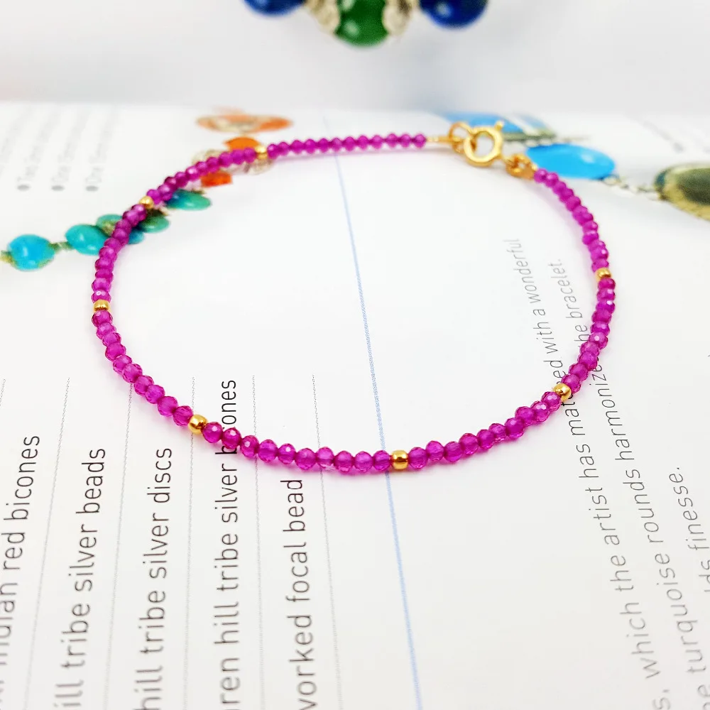 Lii Ji Purple Red Lab-created Ruby 925 sterling silver Gold Color Shining Bracelet | Украшения и аксессуары