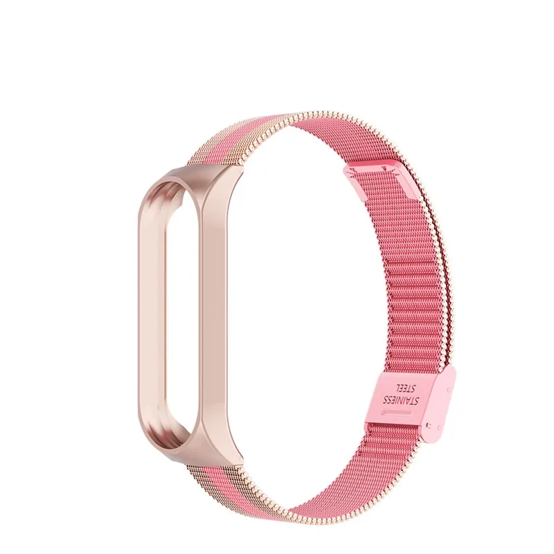 Mi band 4 металлический ремешок для Xiaomi mi Band 4 браслет Безвинтовой Xiaomi mi Band 4 браслет Correa Xio mi Band 4 браслет на запястье из стали - Цвет: ROSE PINK