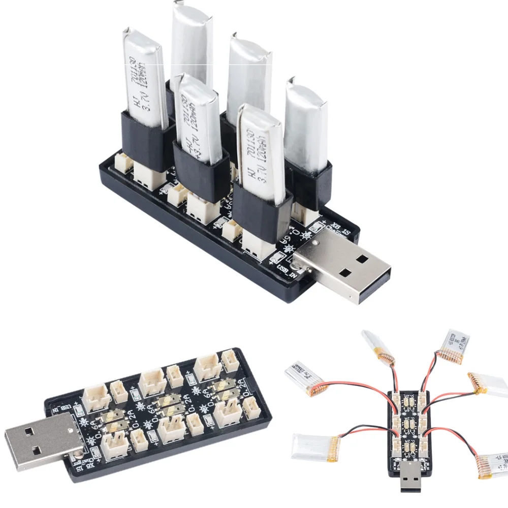6 канальный USB адаптер для зарядки аккумуляторов LiHv Lipo 3 7 8 в 1S 5 В 2 А|Детали и